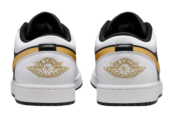 JORDAN 1 LOW WHITE BLACK METALLIC GOLD SWOOSH (GS) WOMENS