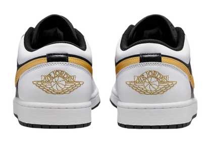 JORDAN 1 LOW WHITE BLACK METALLIC GOLD SWOOSH (GS) WOMENS