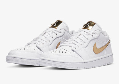 JORDAN 1 LOW WHITE METTALIC GOLD WOMENS