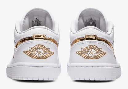 JORDAN 1 LOW WHITE METTALIC GOLD WOMENS