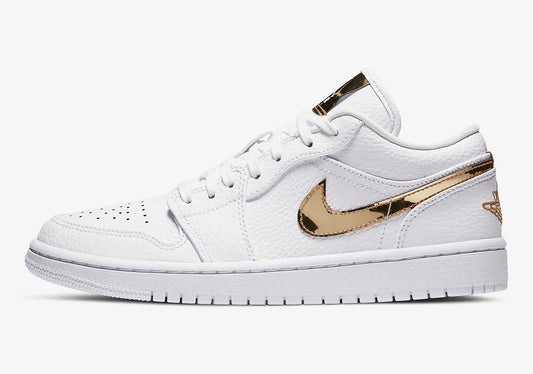 JORDAN 1 LOW WHITE METTALIC GOLD WOMENS