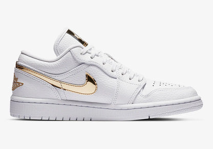 JORDAN 1 LOW WHITE METTALIC GOLD WOMENS